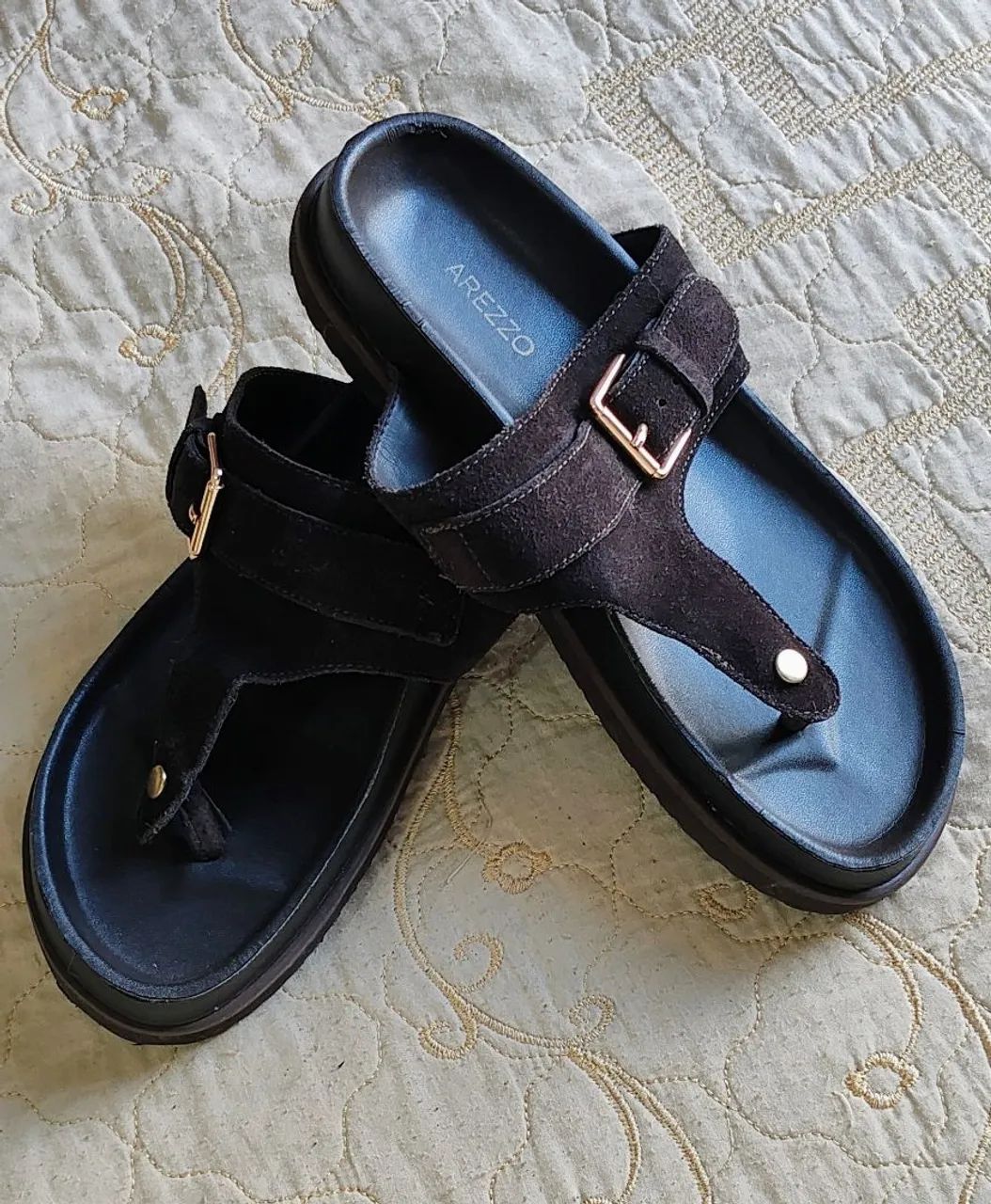 Chinelo Arezzo marrom couro  - Foto 3