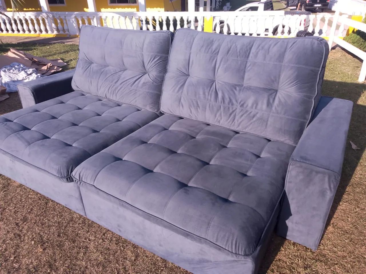 Sofa retratil cinza 2,90m novo !! - Foto 4