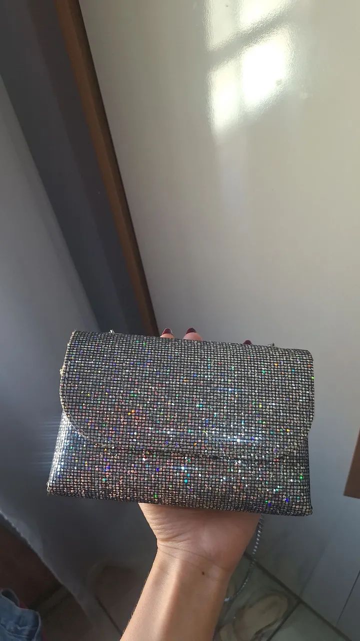 Bolsa shein prata brilhosa - Foto 3
