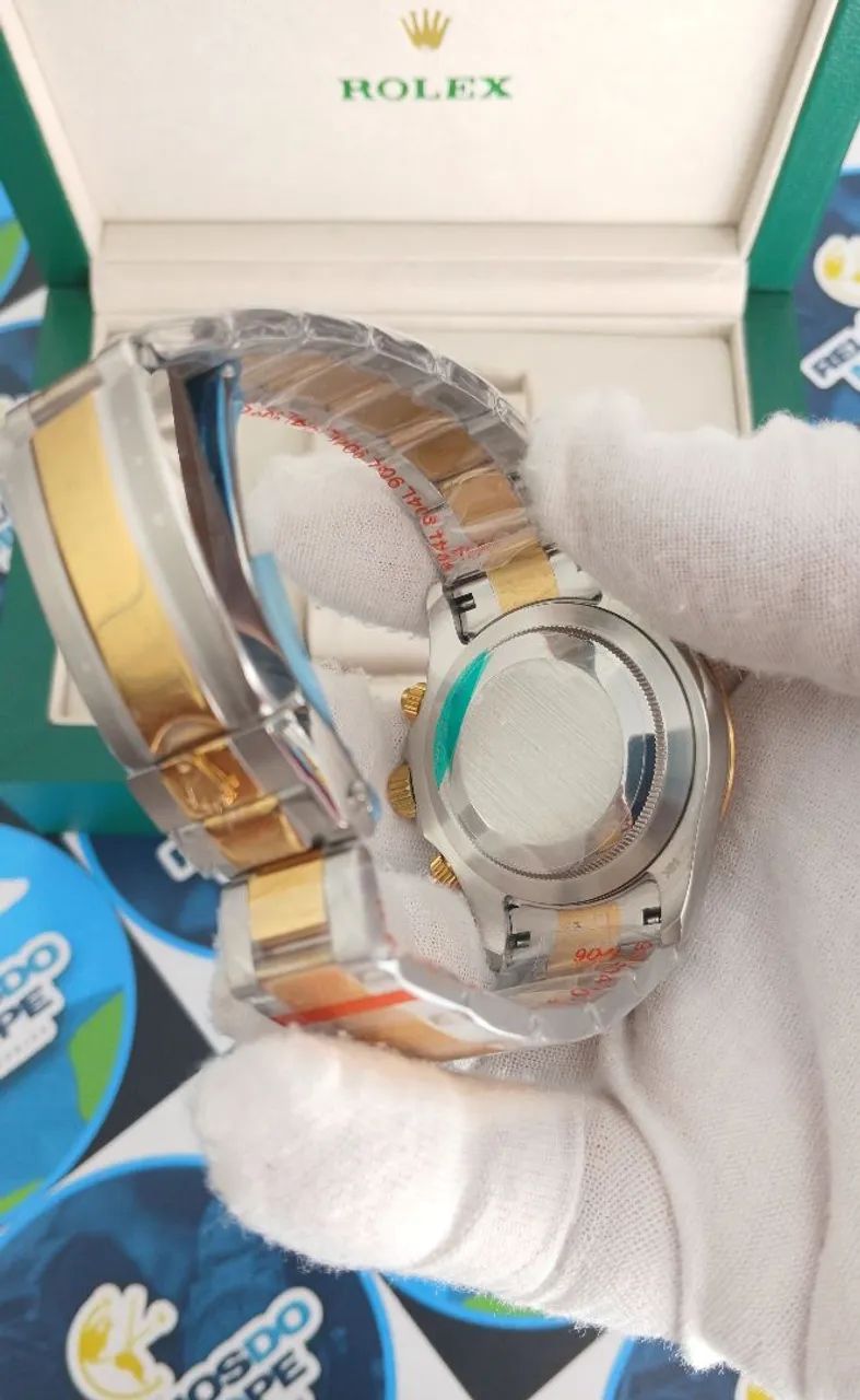 RELÓGIO DAYTONA COR MISTA DOURADO E FUNDO BRANCO  - Foto 5