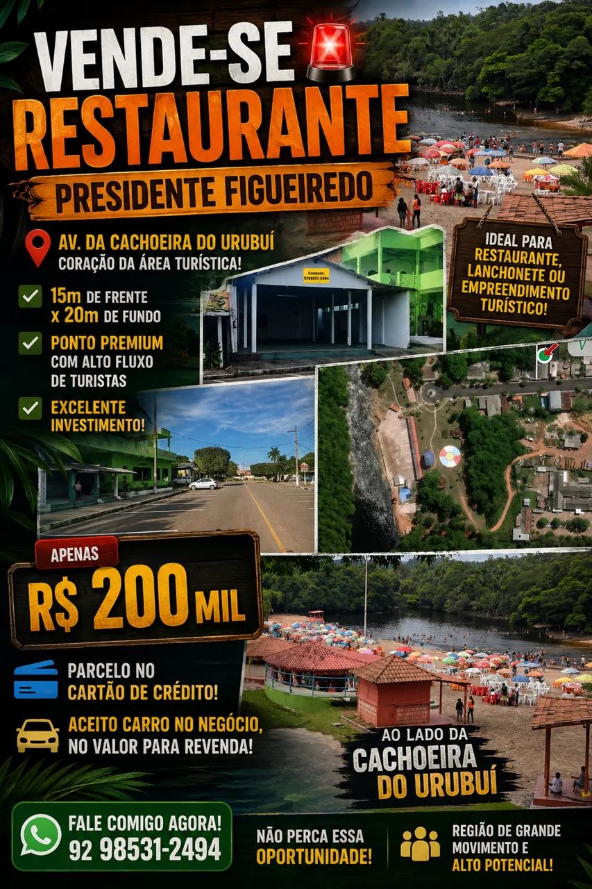 Vende um Restaurante e um terreno no Complexo Turístico de Presidente Figueiredo 