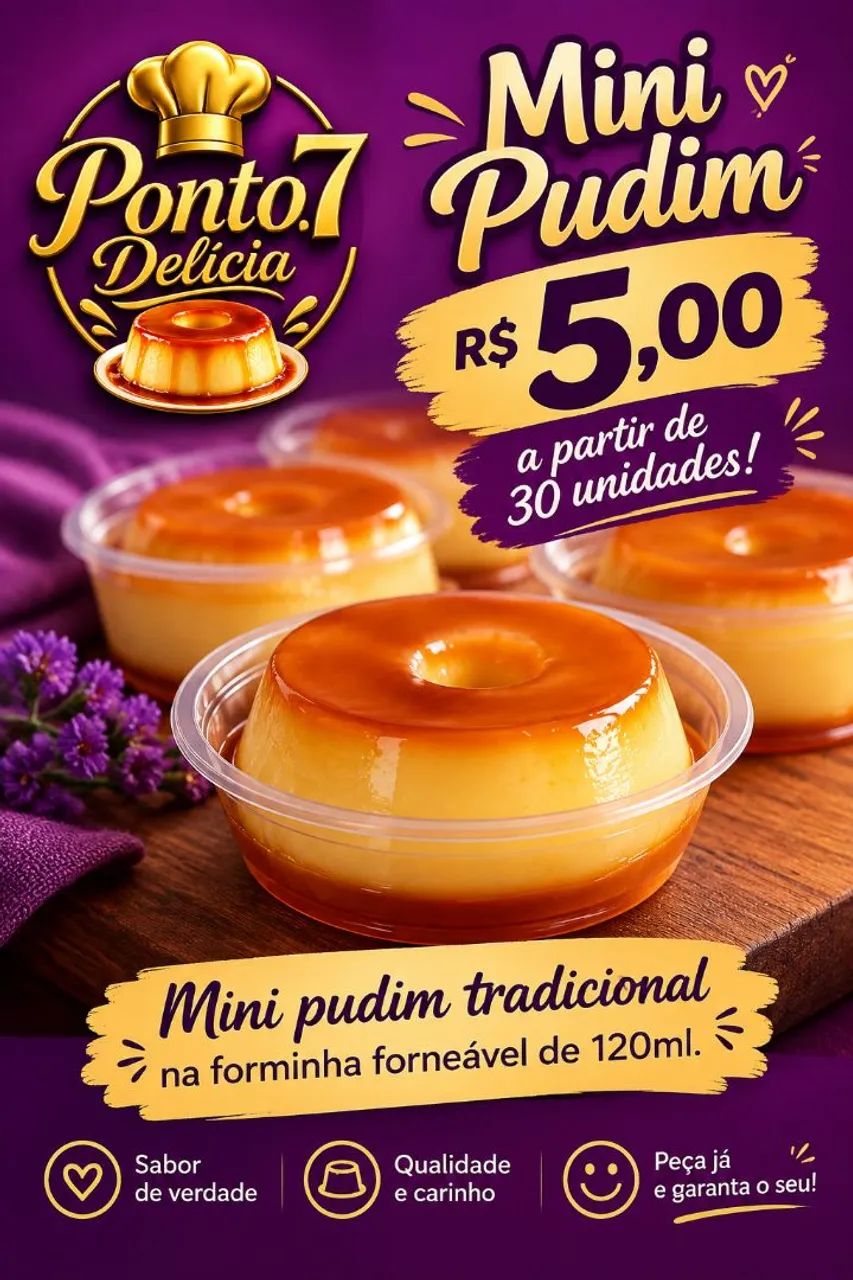Revenda mini pudim tradicional 