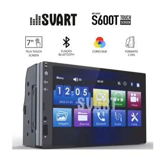 Central mp5 Multimídia 7 polegadas svart sv600t Carplay Android Auto Sem Fio - Foto 2