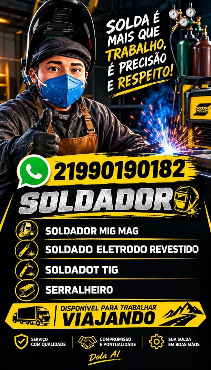 SOLDADOR DISPONÍVEL PARA TRABALHAR VIAJANDO 
