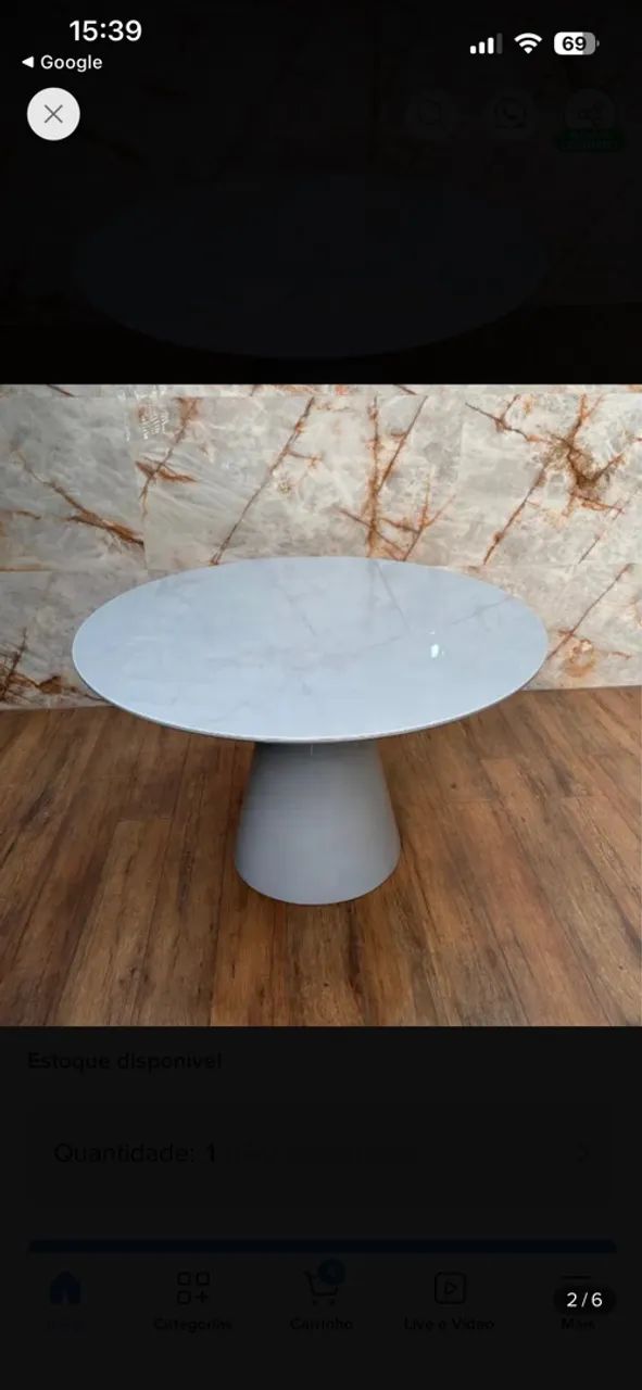 Mesa redonda com vidro 