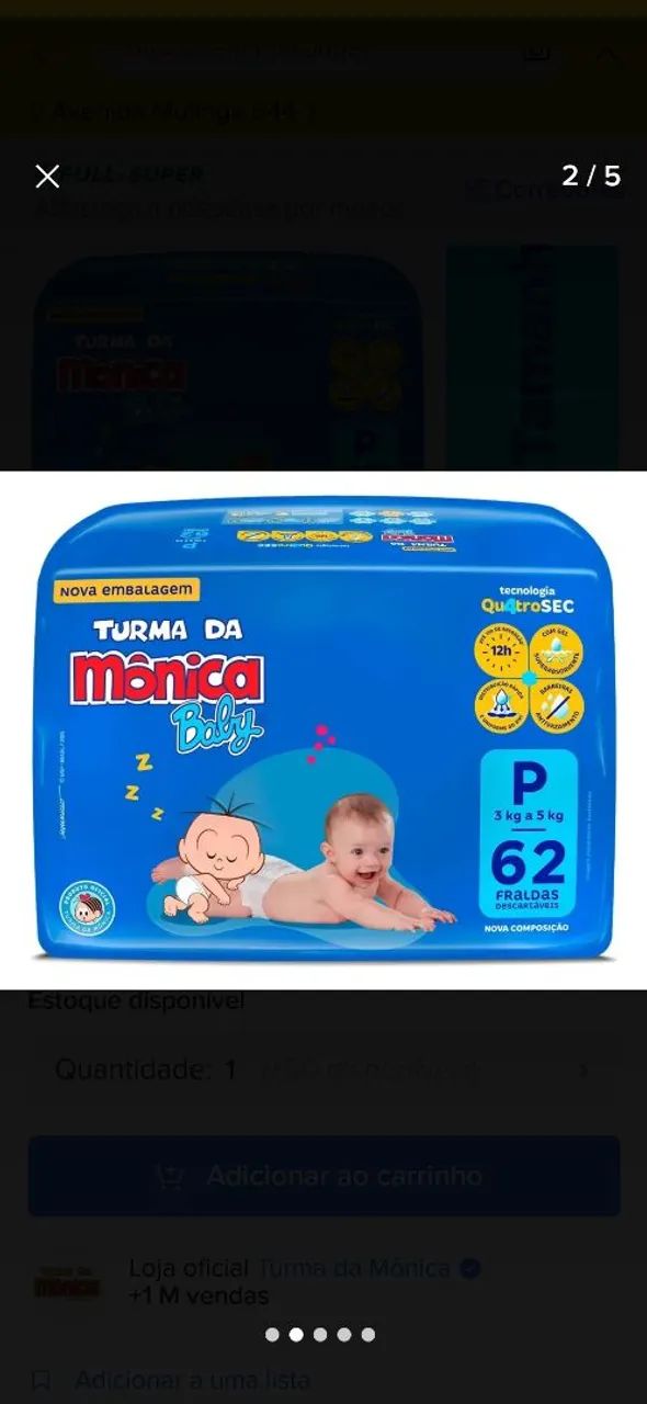 Fralda P turma da Mônica