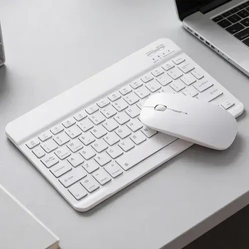 BRANCO - Conjunto de Teclado + Mouse Sem Fio Bluetooth Para Notebook e Tablet - Foto 3