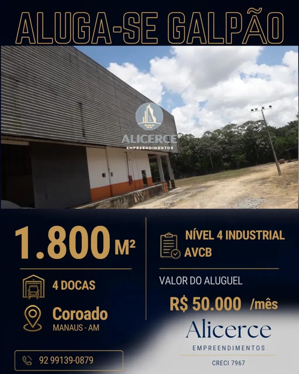 ALUGO GALPÃO 1.800 M2 NO COROADO COM DOCA NÍVEL 4 INDUSTRIAL
