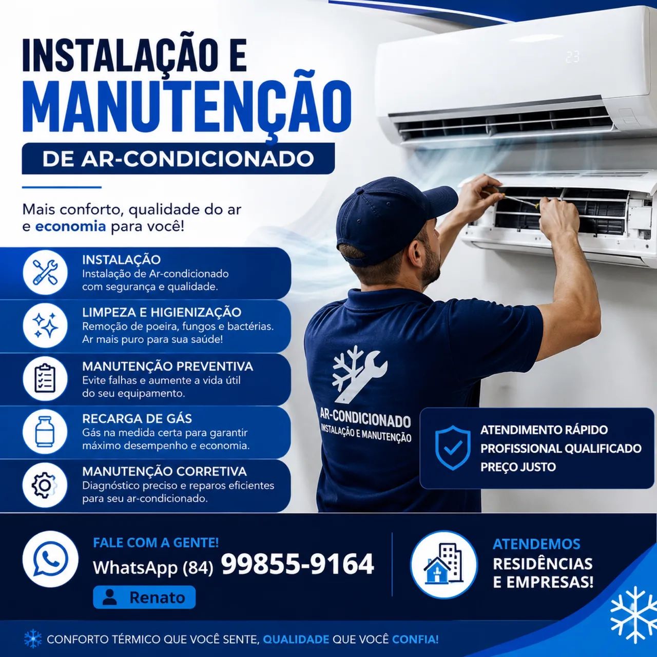 Instalação e manutenção de ar condicionado 