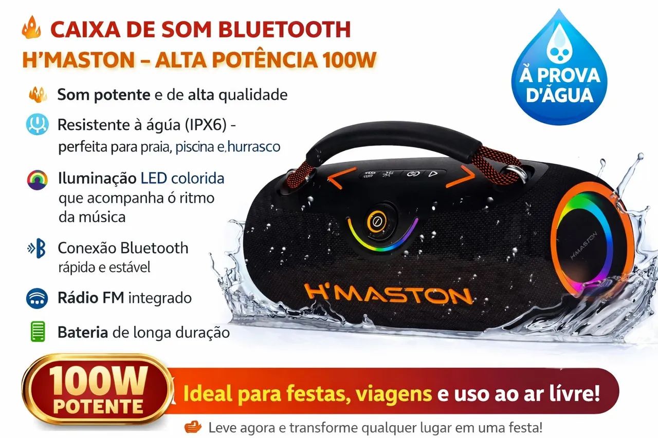 Caixa de som H' MASTON 100W de potência 