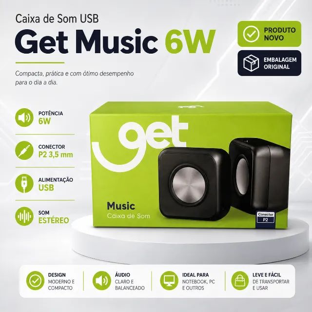 Caixa de Som USB Get Music 6W Preto