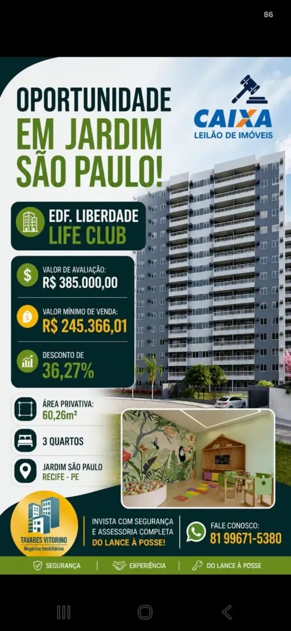 Imóvel para venda com 60 metros quadrados com 3 quartos em Jardim São Paulo - Recife - PE 1