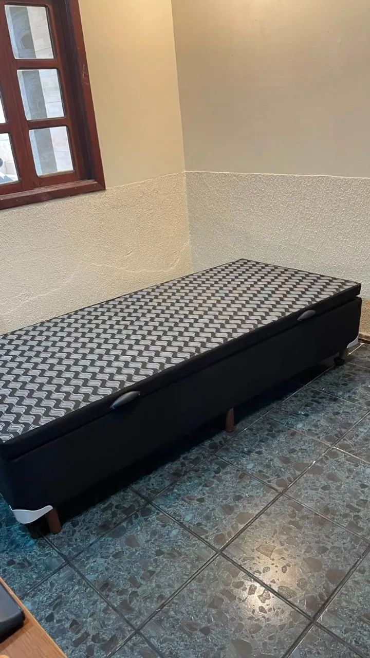Cama Box Solteiro com Baú, Colchão e Cabeceira Estofada - Foto 4