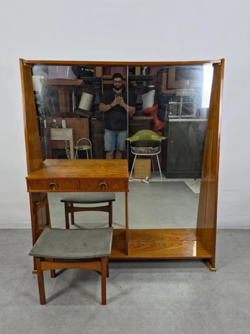 1960s Dresser, Made of Marine Plywood and Rosewood Veneer, Includes Matching Stool