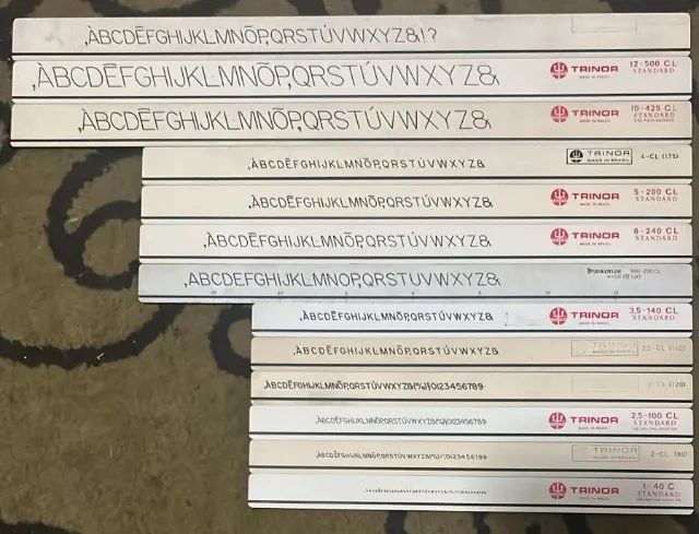 13 Réguas para normógrafo sem o estojo