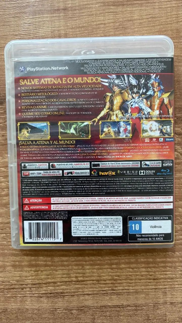 Cavaleiros do Zodíaco Jogo Ps3 Legenda e áudio em Português