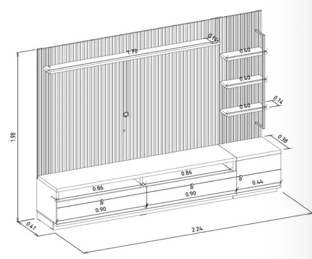 Painel Toscana 2,24 m com Rack e M ódulo Lateral - Foto 2