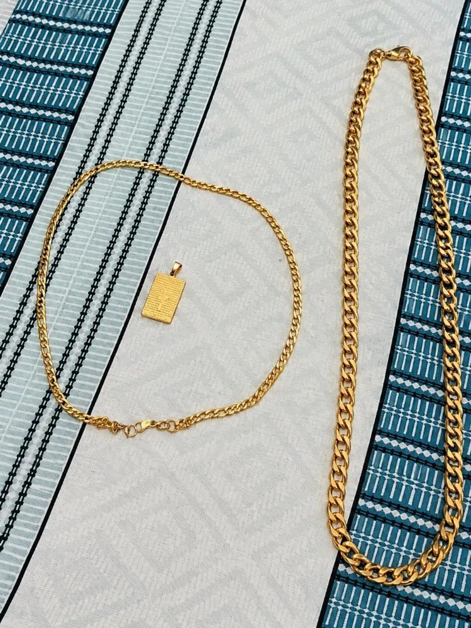 Conjunto de corrente, com pingente de pai nosso