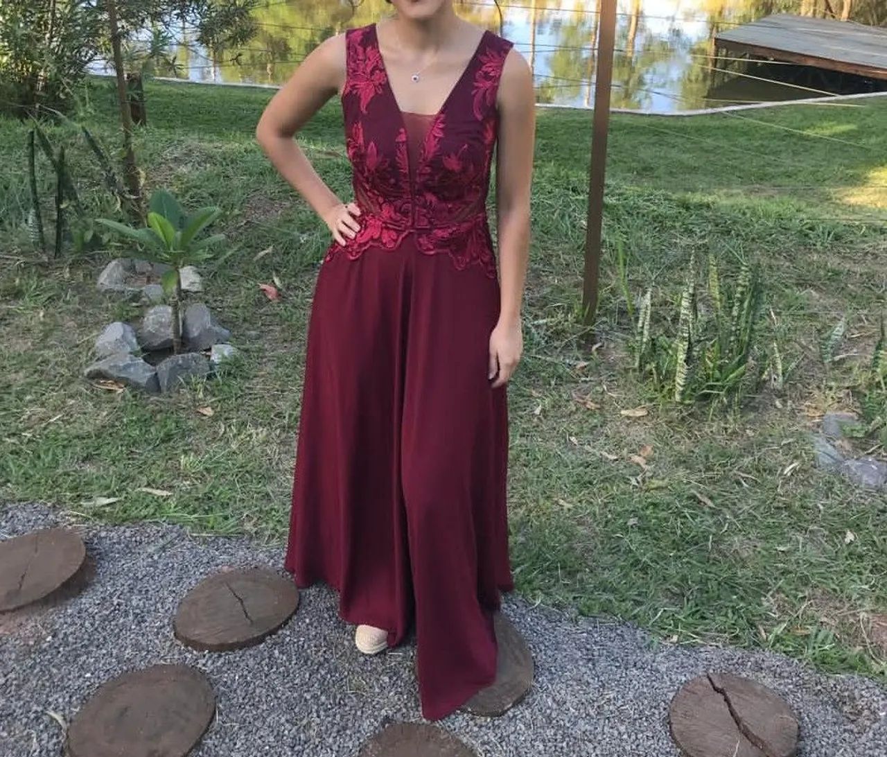 Vestido de festa vinho/marsala - Foto 3