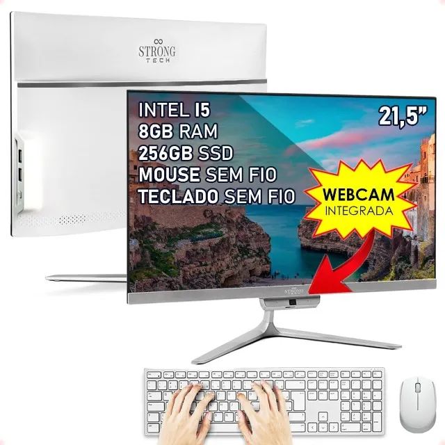 Computador Completo All In One Intel Core i5 21,5" 8GB SSD 256GB Webcam Teclado e Mouse Se - Foto 4