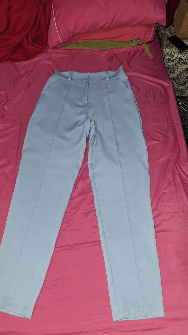 Calça feminina alfaiataria azul - Foto 3