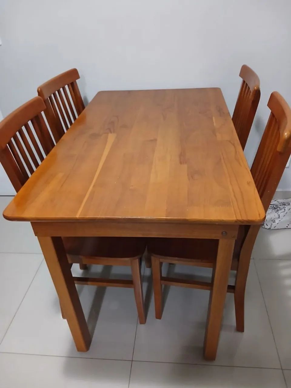 Jogo de mesa madeira rústica maciça com cadeiras  - Foto 2