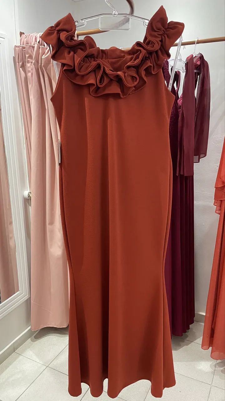 Vestido terracota de crepe - Foto 2