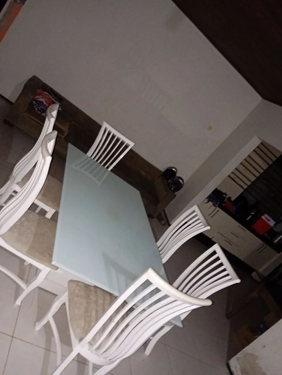 Mesa 06 lugares tampo de vidro branco  - Foto 4