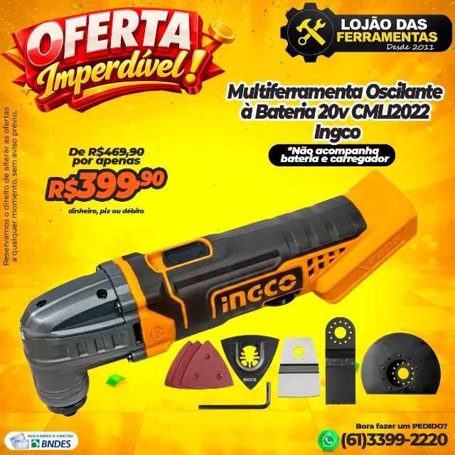 Multiferramenta Oscilante à Bateria 20v CMLI2022 Ingco