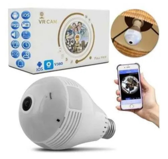 Lâmpada LED Câmera WIFI 360º