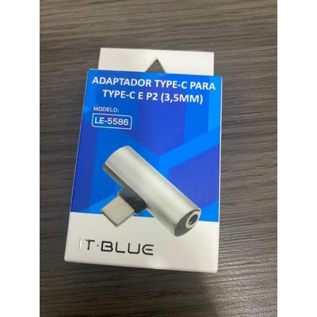 (WhatsApp) adaptador tipo c - 2 em 1 - carregador e fone de ouvido - it-blue - le-5586