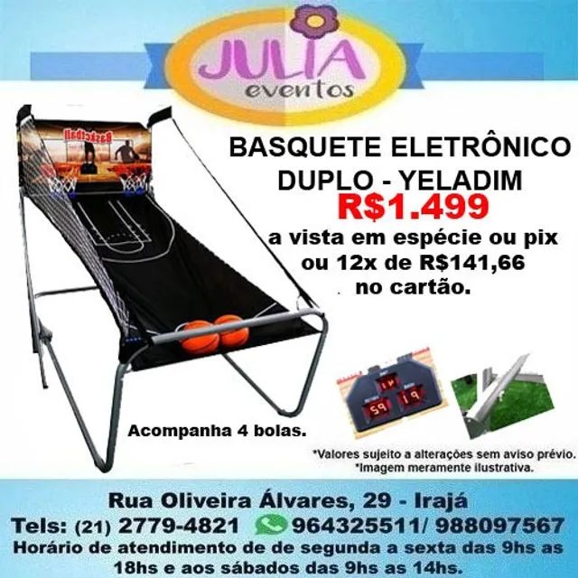 Basquete Duplo com Placar Eletrônico Yeladim - Acompanha 4 Bolas.
