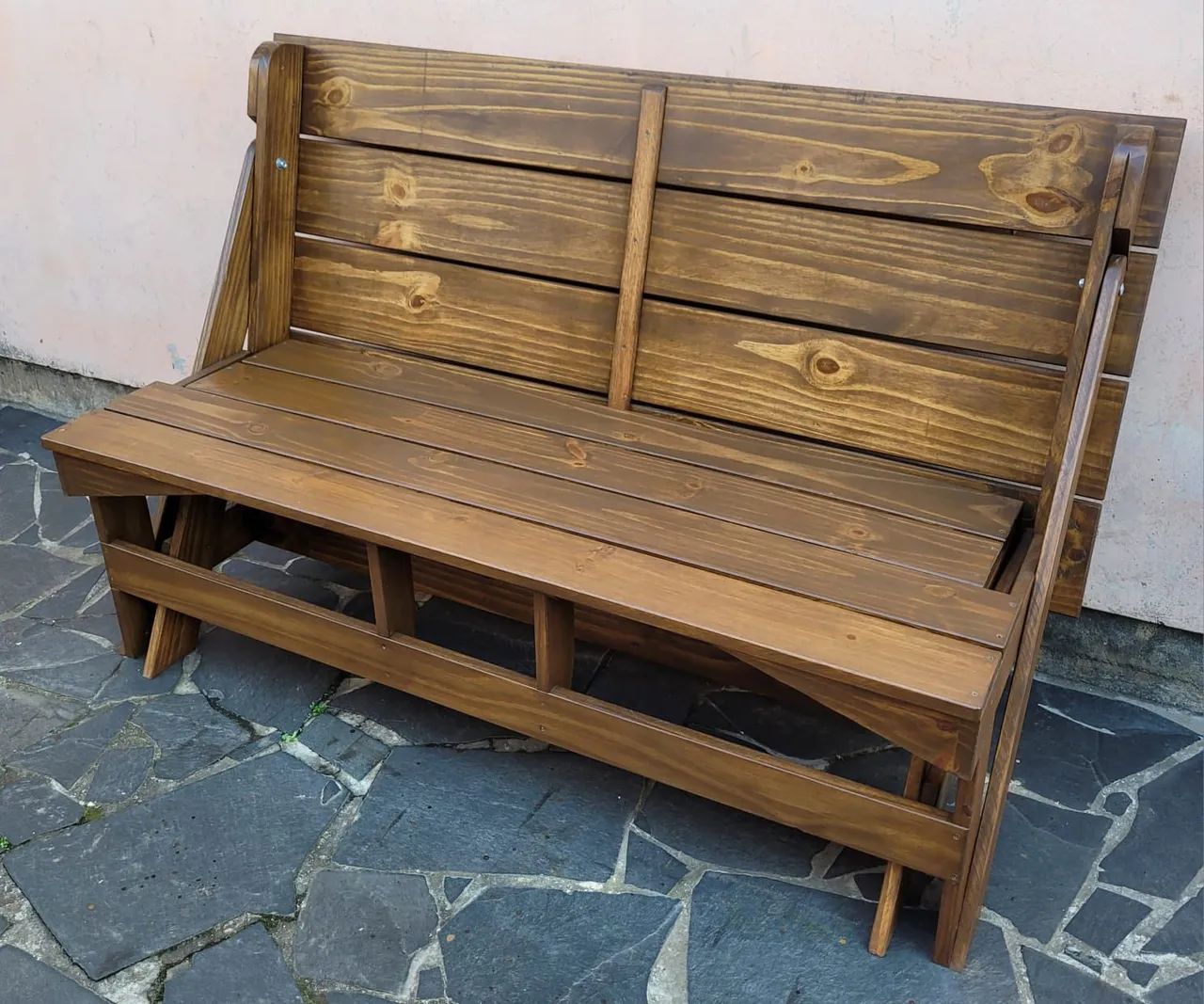 Banco que vira mesa de 1,50 mts madeira maciça  - Foto 2