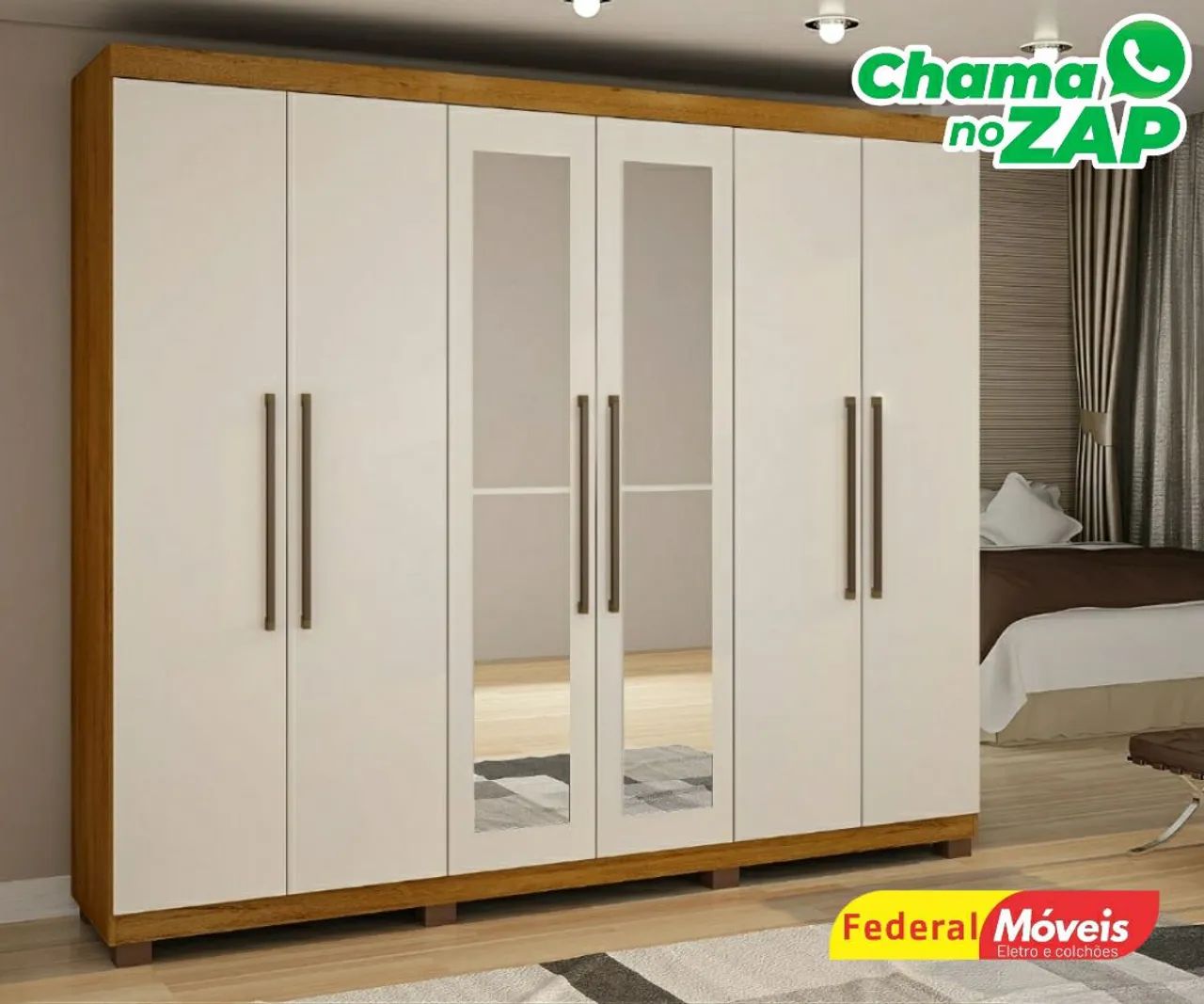 Guarda Roupa 6 Portas e 4 Gavetas Novo 100%MDF Pronta Entrega 