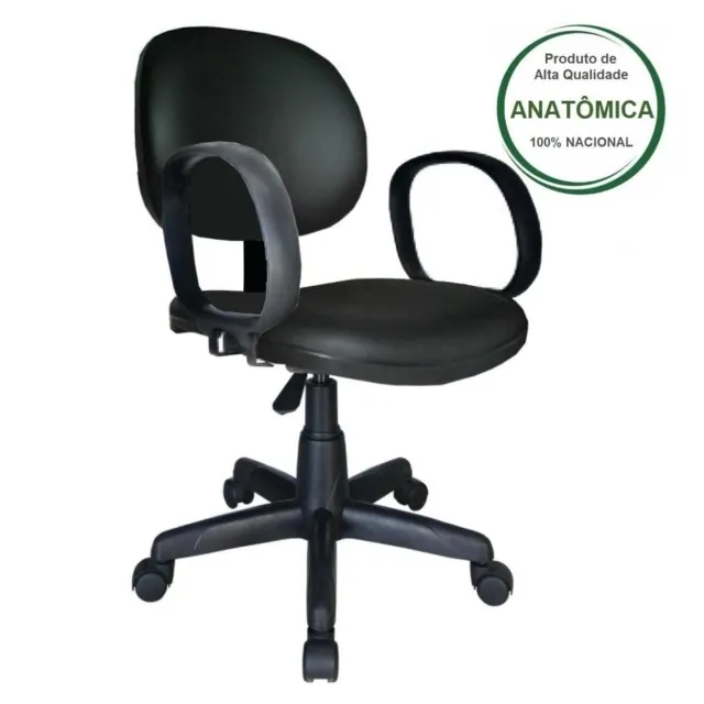 Cadeira Executiva Lisa Giratória com Braço Corsa Preta Conforto Modelo 31001
