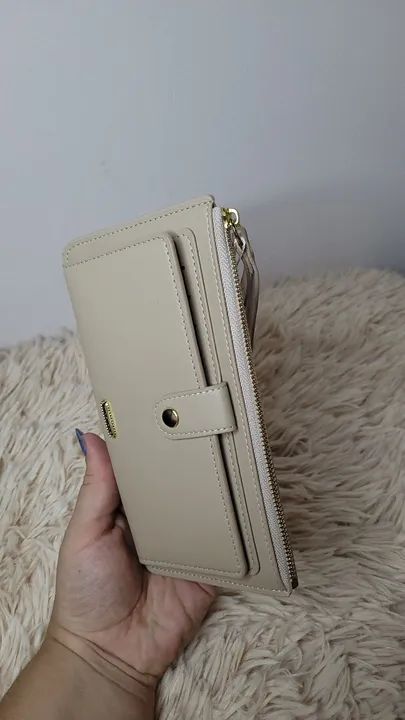 Carteira feminina slim 19,5cm - Cor areia - Foto 3
