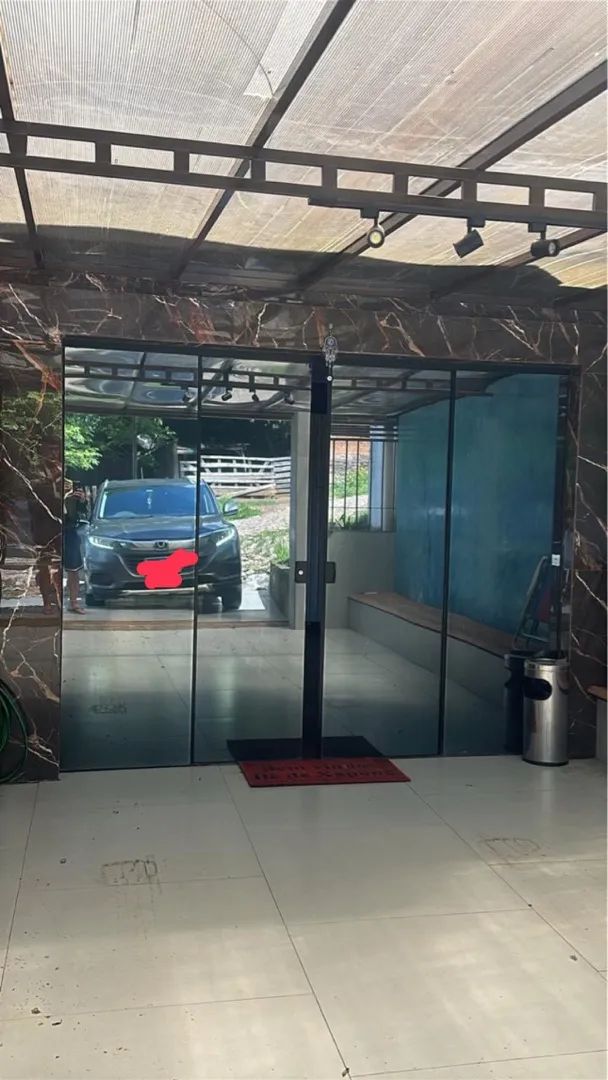 Porta de vidro temperado com alumínio para entrada principal