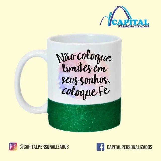 caneca com tarja gliter - Foto 2