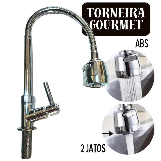 Torneira Gourmet ABS 2 Jatos para Bancada Cozinha _ CS153