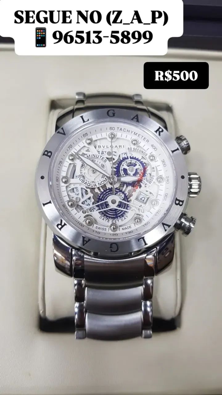 Relógio BVLGARI SKELETON FUNCIONAL MOSTRADOR BRANCO  - Foto 2
