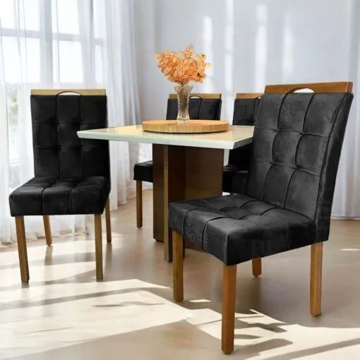 Conjunto Mesa de Jantar com 4 Cadeiras Elegantes em madeira!! 526tt6 - Foto 5