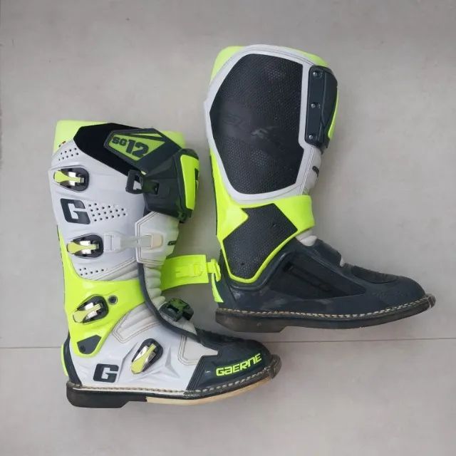 Bota Motocross Gaerne Sg12 Branco Amarelo Limão 44 Semi-nova - Foto 3