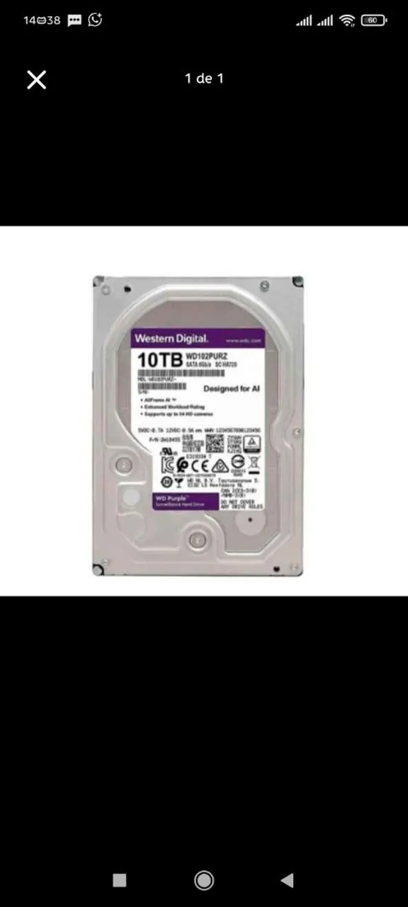 HD Western Digital Purple 10TB