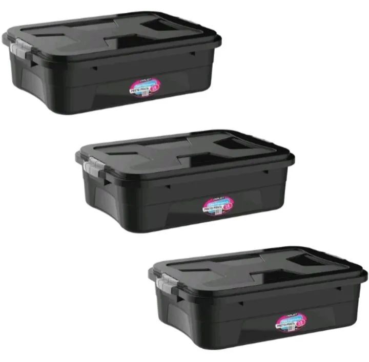 3 Caixas Organizadoras 28 Litros Preto