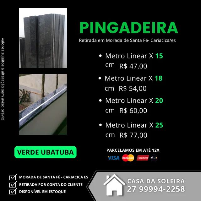Rufo ou Capa de muro de granito verde Ubatuba Metro Linear X 18 CM  | (27) 9  *  - Foto 2