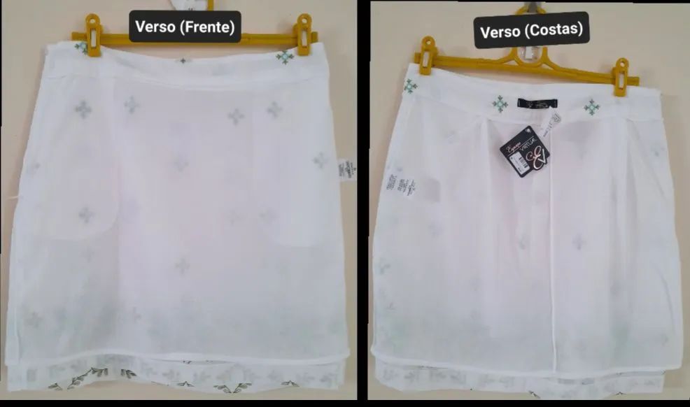 Saia Branca Bordada Nova c/ Etiqueta Espaço Virtual - TAM G - Foto 5