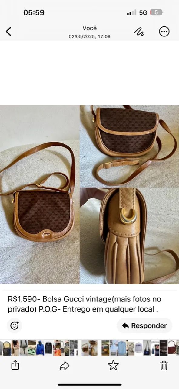Bolsa Gucci vintage marrom - Foto 2
