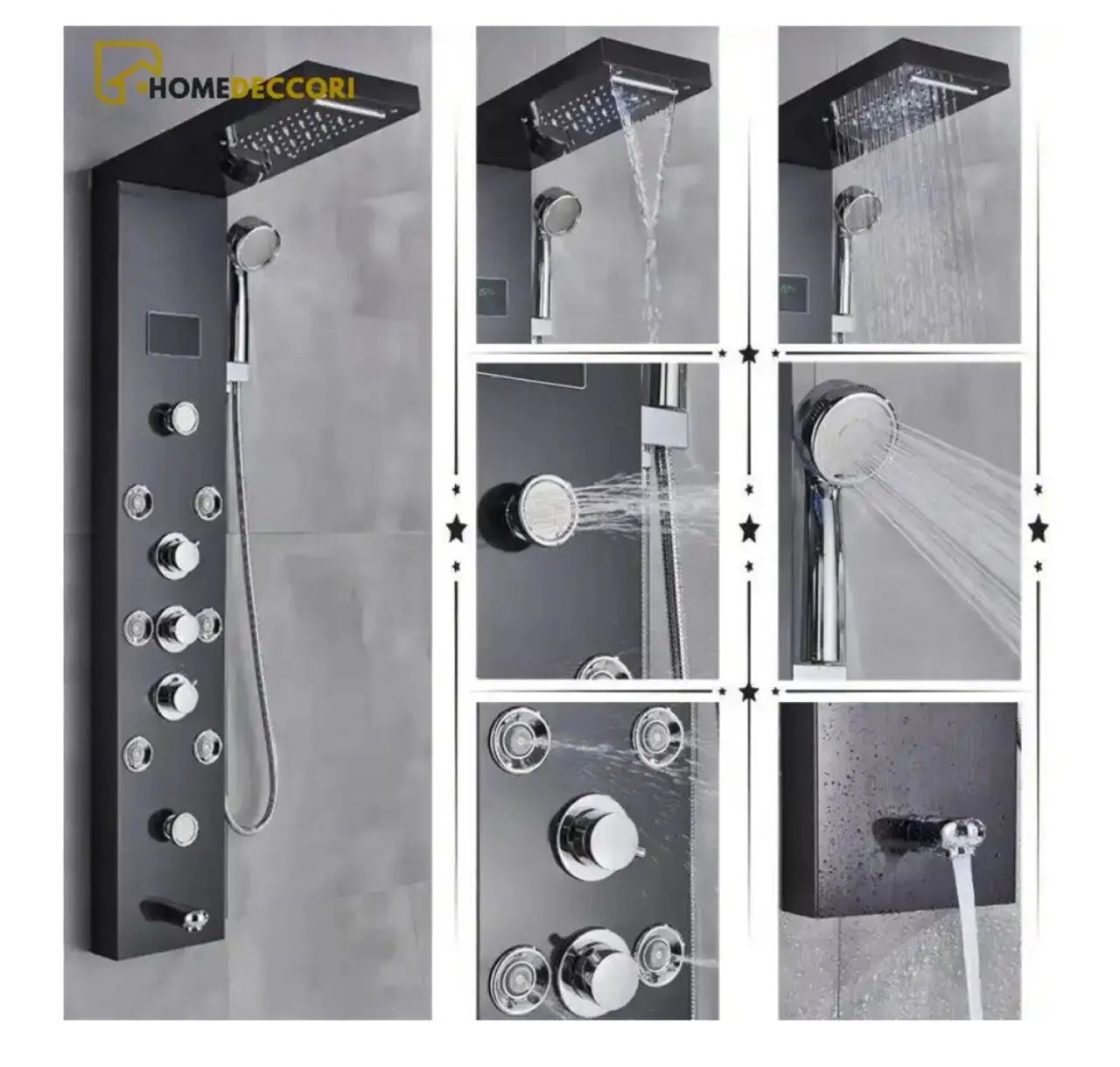 Ducha vertical com hidro cascata led inox preta aquarelax - Foto 4