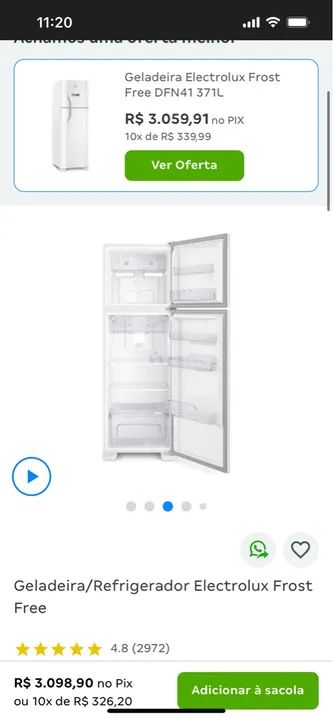 Geladeira Electrolux Frost Free DFN41 371L - Nova