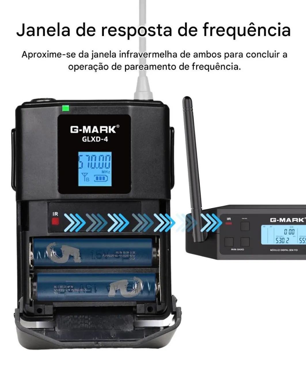 MICROFONE HEADSET DUPLO SEM FIO G-MARK GLXD-4 ? UHF COM 2 BODYPACKS - Cardioide Direcional - Foto 2